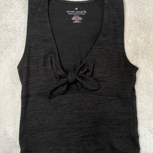 Dark Gray American Eagle Bow Crop Top
